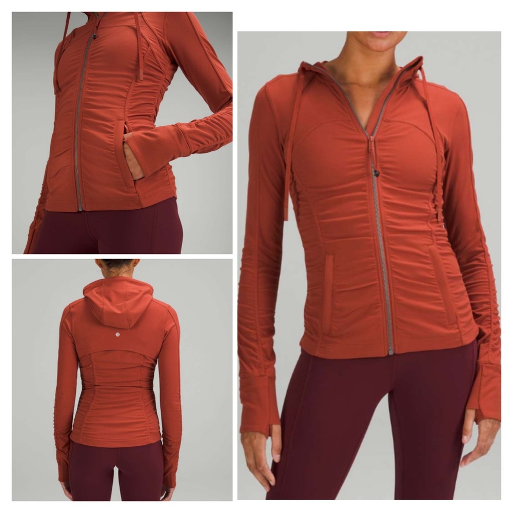 Lululemon Nulu Hooded‎ Define Jacket Ruched Cayenne orange size 14 NWT